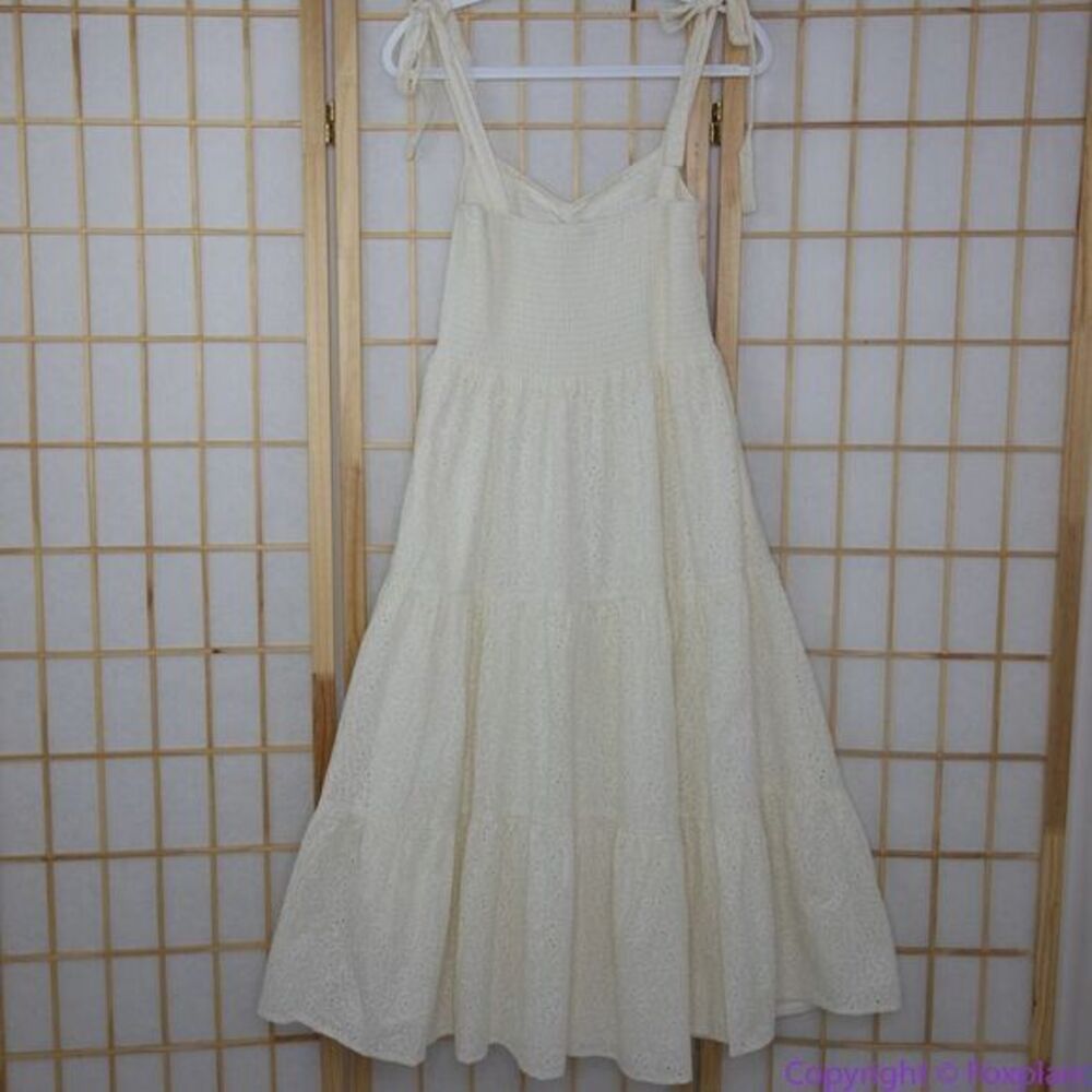 NEW Madewell Eyelet Lucie Tie-Strap Tiered Midi Dress, M - Picture 8 of 16